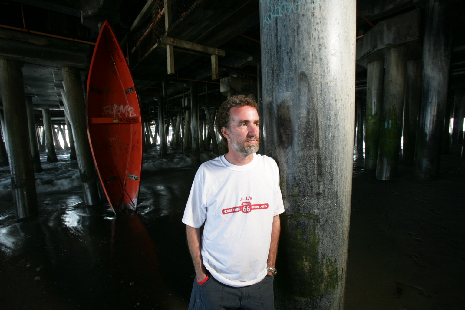Mike Melcher photographed at Santa Monica Pier and the Pacific Ocean, Santa Monica, California, for ALS Across America
