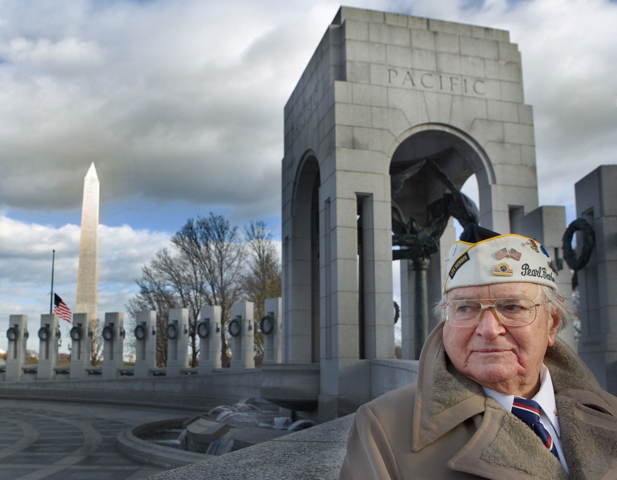 A Pearl Harbor survivor at the National World War II Memorial